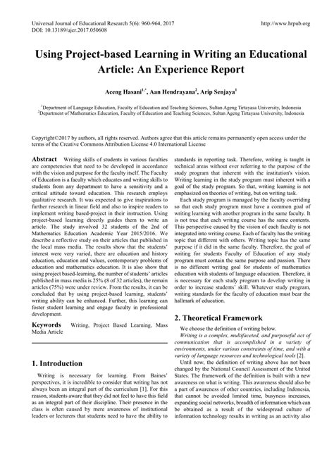 educational journal articles for teachers Doc