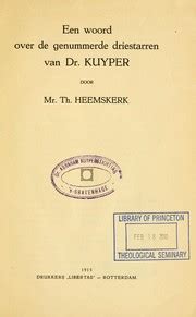 een woord over de genummerde driestarren van dr kuyper Kindle Editon