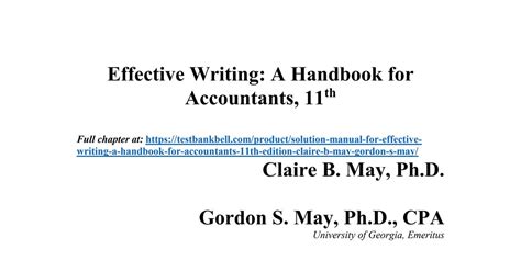 effective writing a handbook for accountants solutions Kindle Editon