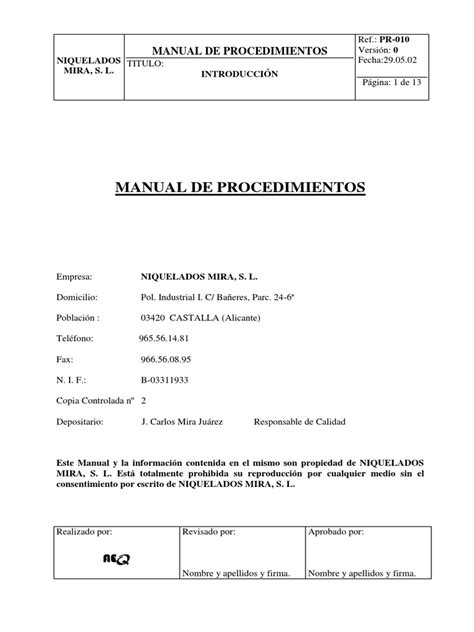 ejemplo de manual de procedimientos pdf PDF