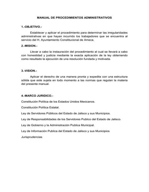 ejemplo de un manual de procedimientos administrativos de una Doc