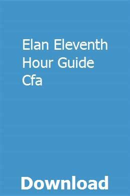 elan eleventh hour guide Kindle Editon
