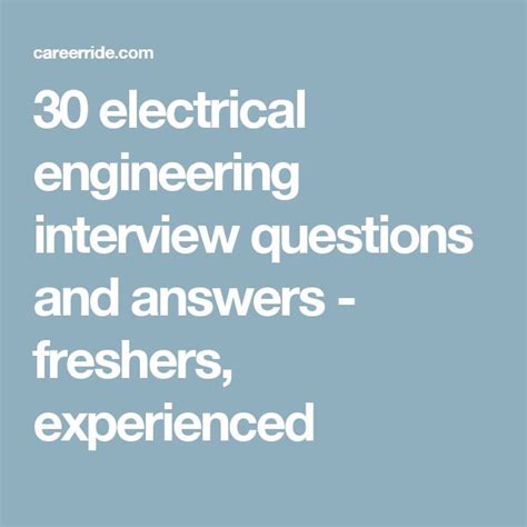 electrical engineering interview questions and answers for freshers PDF