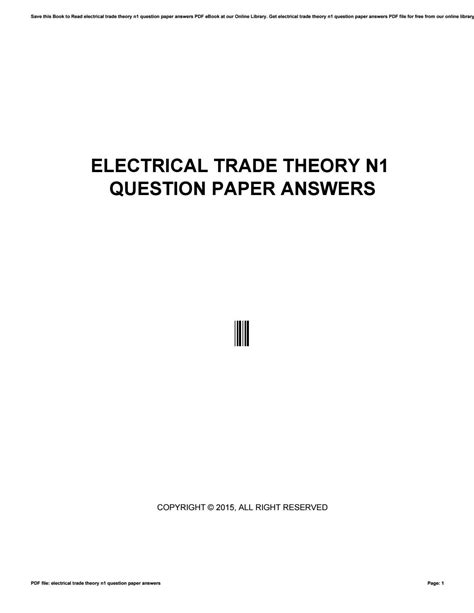 electrical trade theory n1 2014 question paper Doc