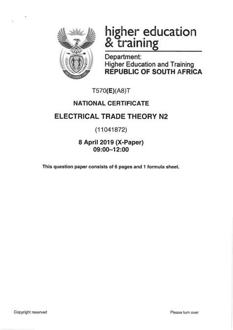 electrical trade theory n2 previous question papers PDF