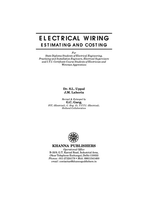 electrical wiring estimating and costing by uppal pdf Kindle Editon