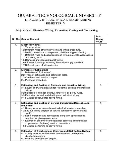 electrical wiring estimation and specification PDF