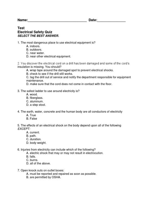 electrical wiring objective questions and answers PDF
