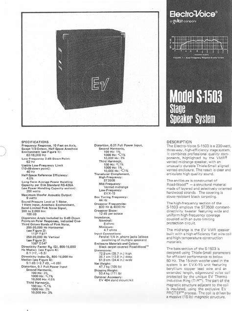electro voice m253 user guide PDF