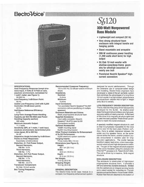 electro voice sb120 user guide Epub