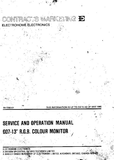 electrohome g07 902 service user guide PDF