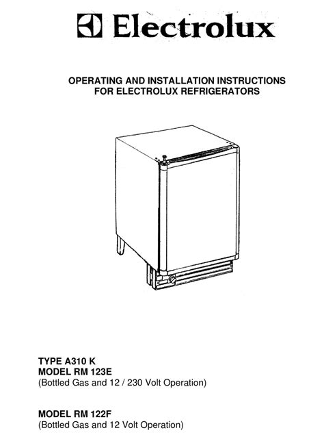 electrolux caravan fridge instruction manual PDF