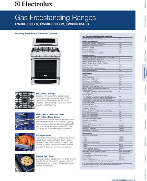 electrolux ew30gf65gs gas range manual PDF