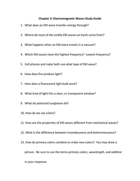 electromagnetic radiation study guide answer key Kindle Editon