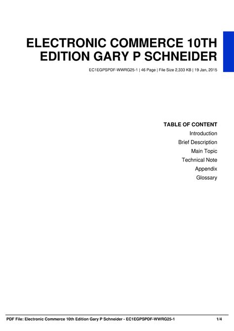 electronic commerce 10th edition gary p schneider Ebook Doc