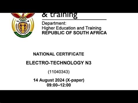 electrotechnology n3 august 2013 question paper PDF