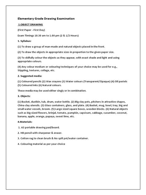 elementary grade drawing exam syllabus Kindle Editon