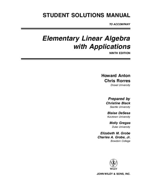 elementary linear algebra 6th edition solutions manual PDF