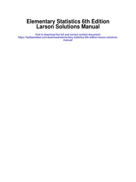 elementary statistics solutions manual larson PDF