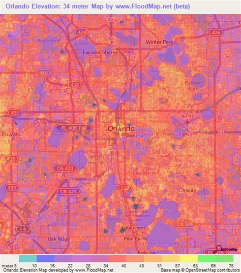 elevation of orlando fl