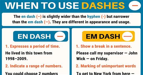 em and en dash