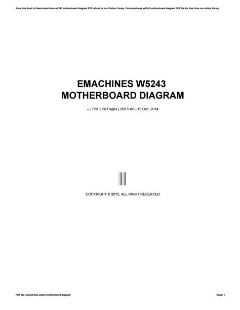 emachine w5243 motherboard manual Epub