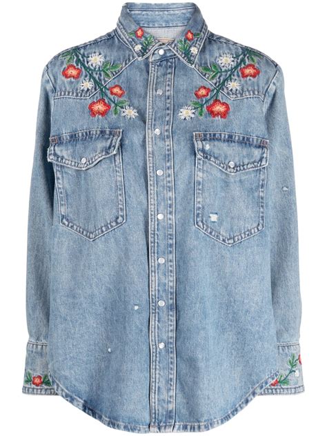 embroidered denim shirt