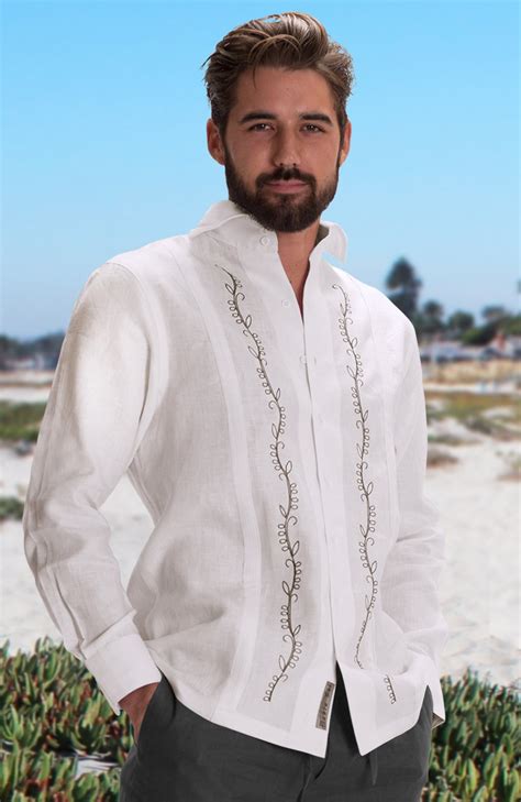 embroidered linen shirt mens