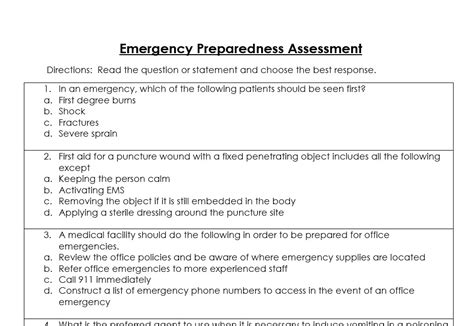 emergency preparedness test questions Reader