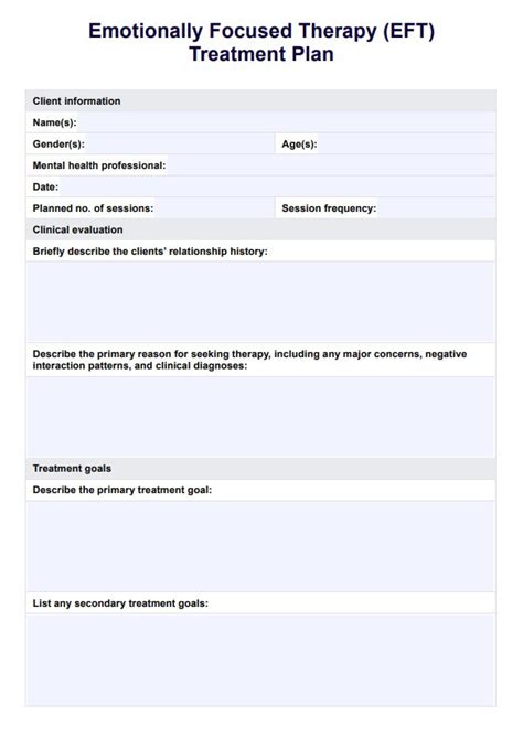 emotion focused therapy treatment plan template Doc