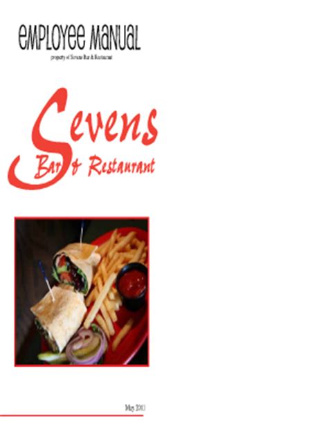 employee manual sevens bar and restaurant Kindle Editon