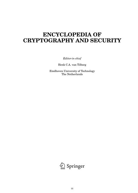 encyclopedia of cryptography and security PDF