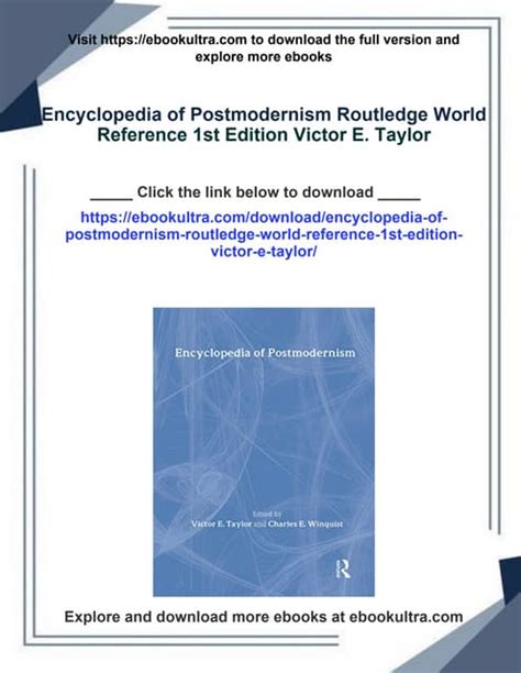 encyclopedia of postmodernism routledge world reference Epub