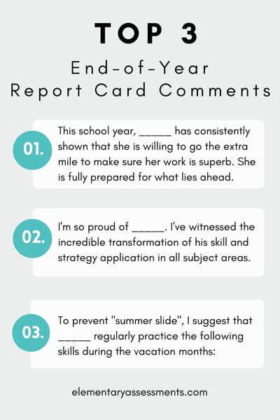 end of year report card comments general Reader