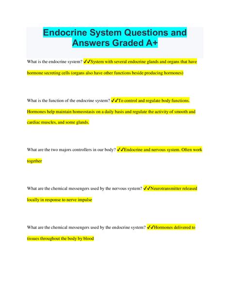 endocrine system questions answers Doc