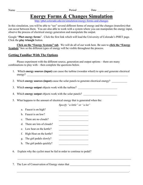 energy forms and changes simulation worksheet answers Ebook Epub