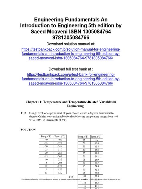 engineering fundamentals saeed moaveni problems answers PDF