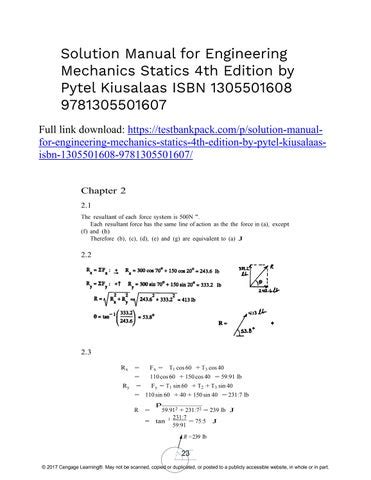 engineering mechanics by pytel solution manual answer Doc