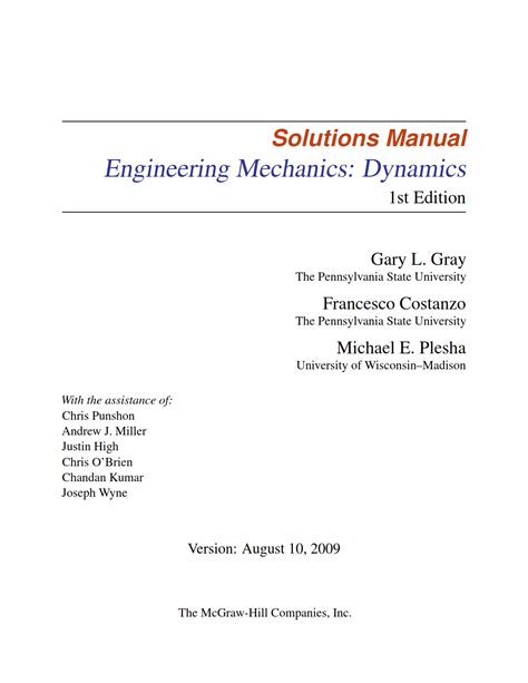 engineering mechanics dynamics solution manual gray Epub