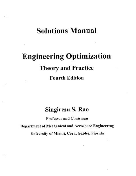 engineering optimization theory practice solution manual Reader