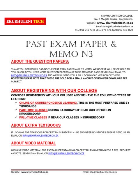 engineering science question papers and memorandum n3 Kindle Editon