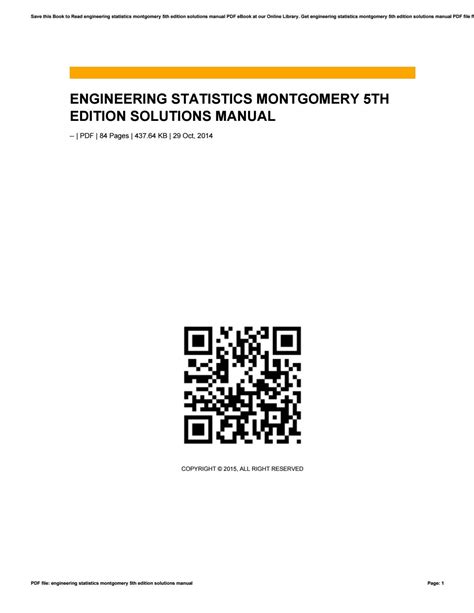 engineering statistics montgomery 5th edition solutions manual Reader