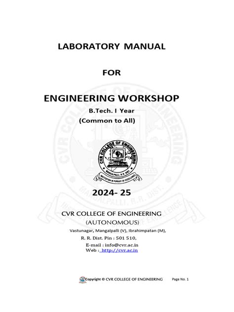 engineering workshop manual pdf Epub