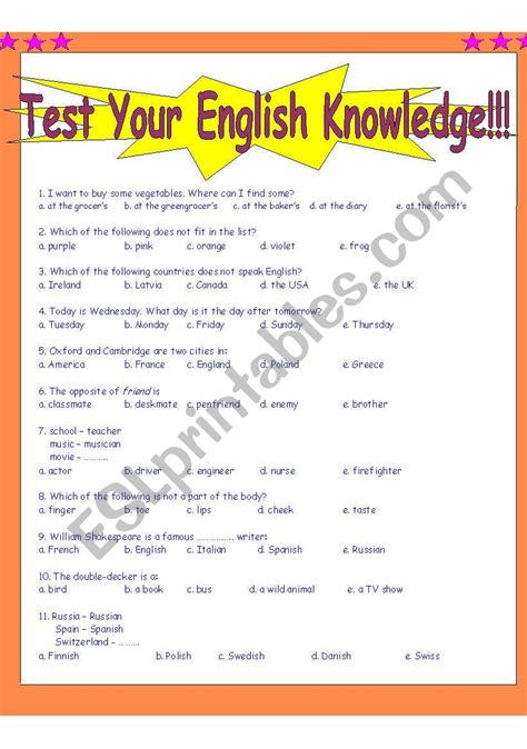 english knowledge test Ebook Reader