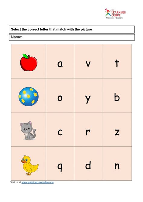 english worksheet for nursery