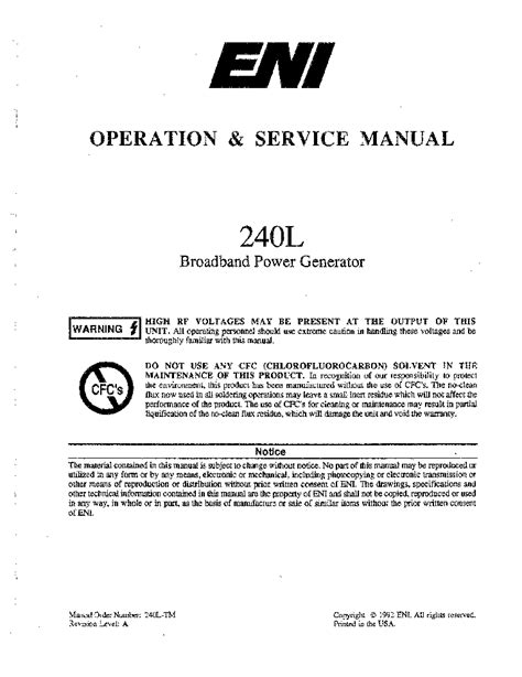 eni 240l service user guide Doc