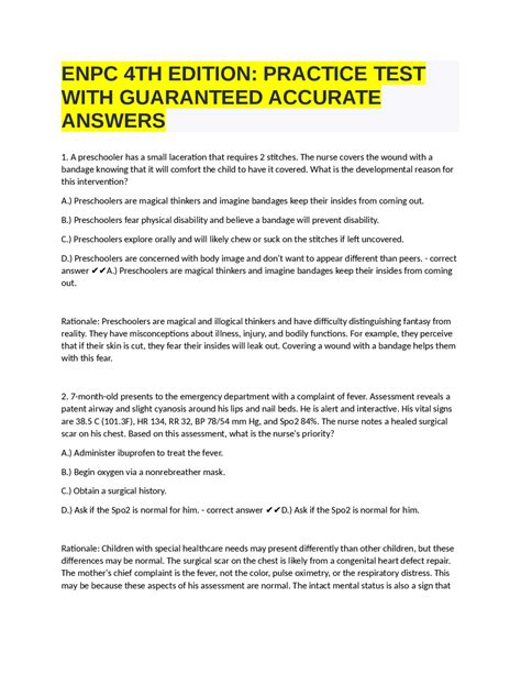 enpc 4th edition practice test answers Doc