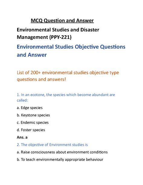 environmental studies objective type paper Kindle Editon