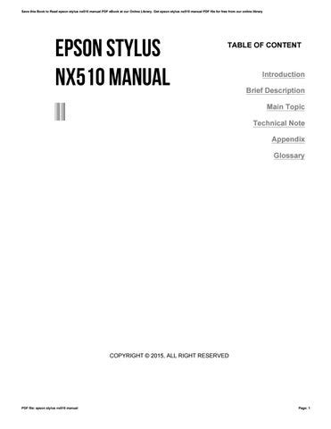 epson stylus nx510 manual pdf PDF