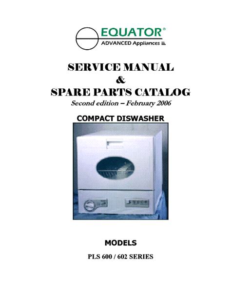 equator pls600 pls602 sv nfv compact dishwasher user guide PDF